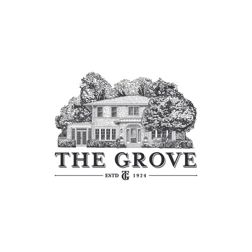 hand drawn logo for historic home and lodge