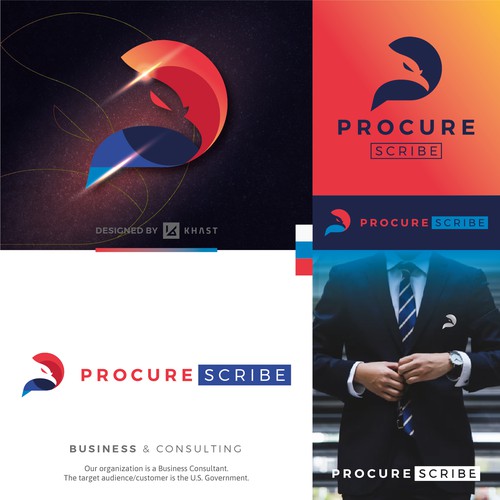 alternative / optional concept logo for the 'business & consulting' industry, specifically 'PROCURE SCRIBE'