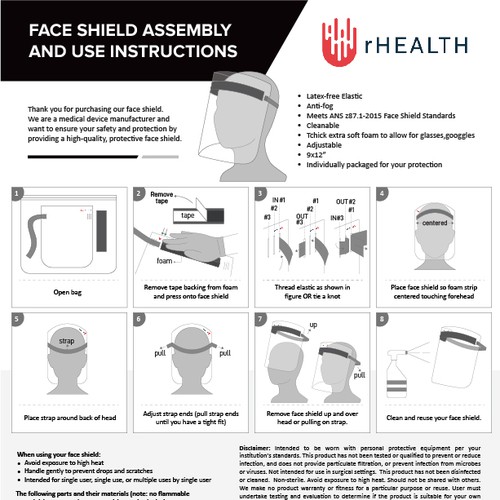 Face Shield Assembly and use instructions