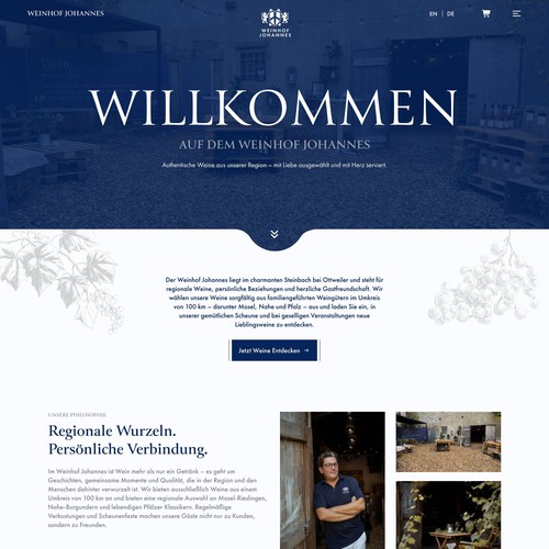 Webdesign One-pager für ein Weingut