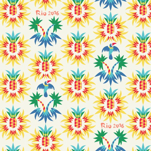 Rio pattern. Pine-apples and palms. 