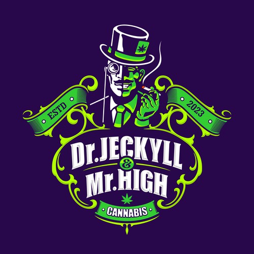 Dr. Jeckyll and Mr. High cannabis logo design