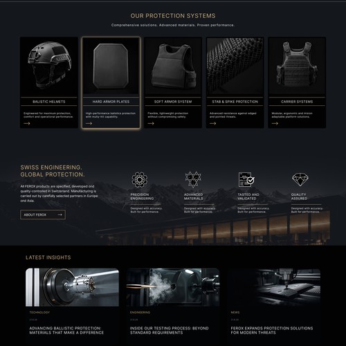 Website design for a Swiss protection brand