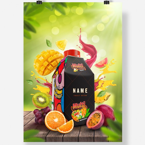 Dynamic poster design for Fruit Juice and IceTea advertisement