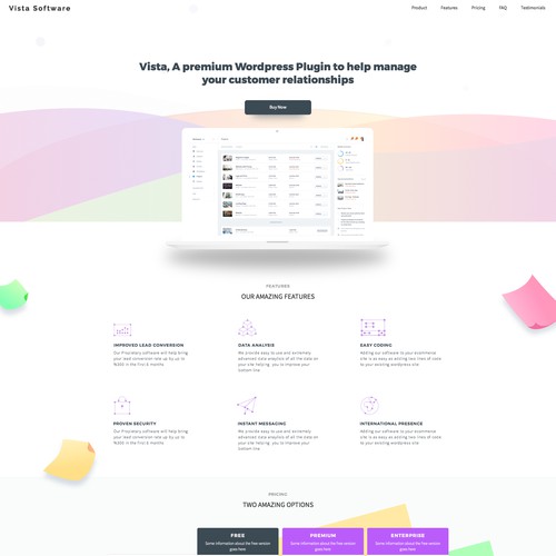 Minimal and bright landing page design 