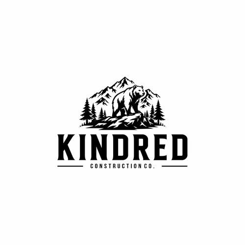 Vintage Bear Mountain Logo for Kindred Construction Co.