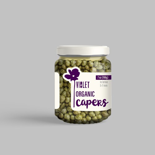 Violet organic capers label