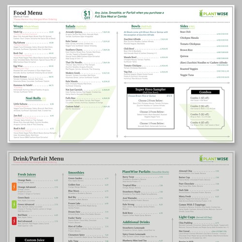 Menu design clean and professional