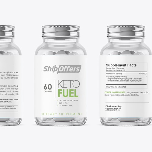 Keto supplement label design 