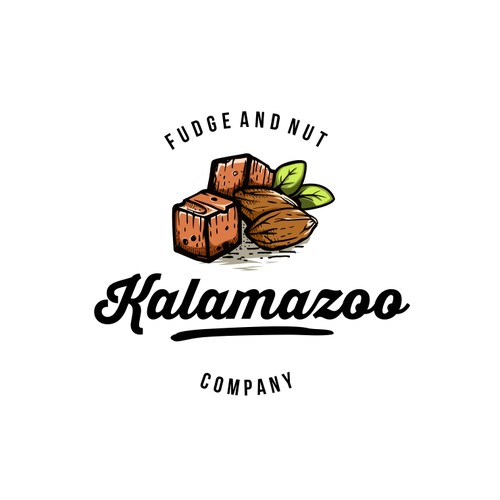 hand drawing logo for Kalamazoo Fudge and Nut Company