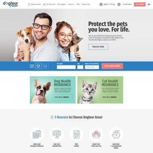 Website design for a pet insurance company