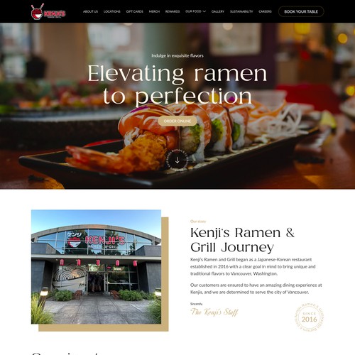 Web site for Ramen Restaurant