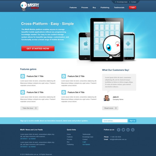 Help www.misfitmobile.com.au with a new website design