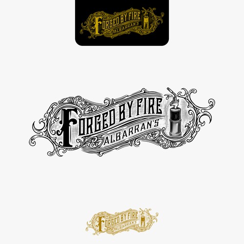 vintage/modern logo design for Albarran’s Forged by Fire