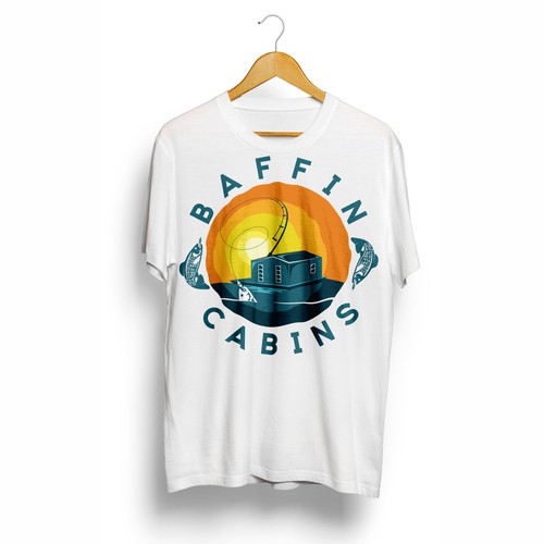 Design a coastal logo for a cabin rental / fishing guide business