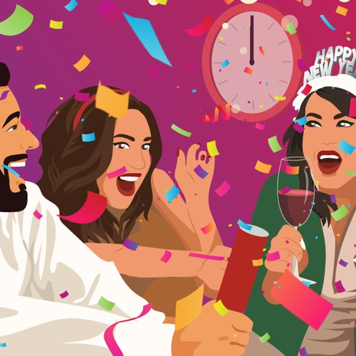 New Year illustration for SurayeSwipe social media promotions