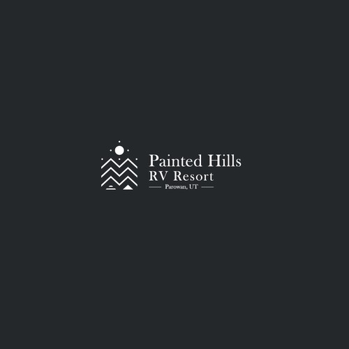 Minimalist line art logo for an RV Resort in Utah