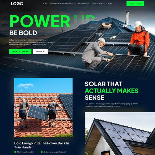 Solar Energy roofing web page design