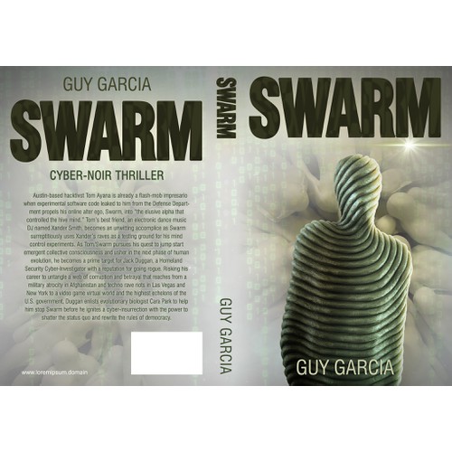 Book cover for a sci-fi thriller about emergent human consciousness and mind control