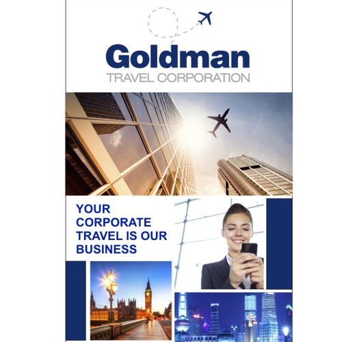 Create a corporate and edgy pull-up banner for Goldman Travel Corporation