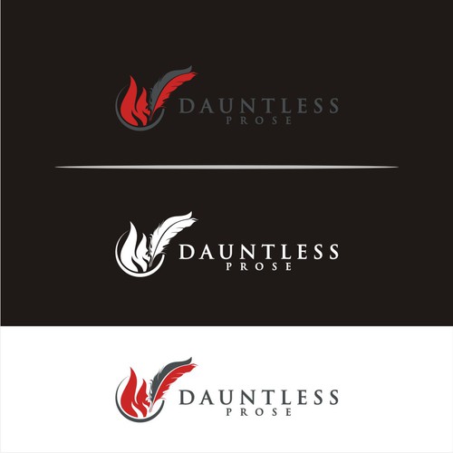 Create Stunning Logo with Flames and a Quill for DAUNTLESS PROSE