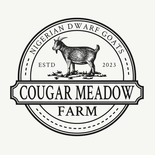 Vintage hand drawn emblem logo for Cougar Meadow Farm