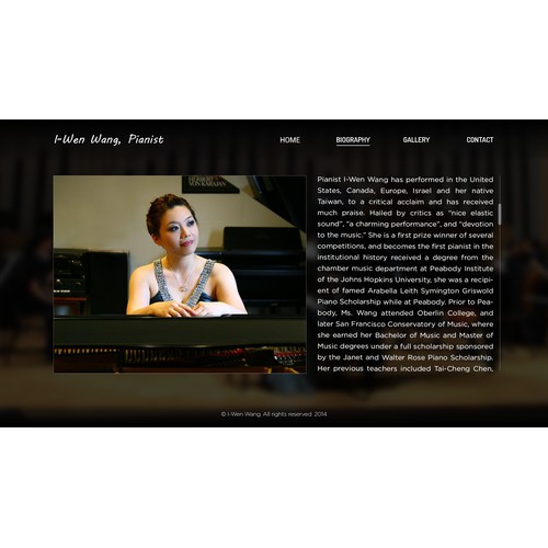 Create a eye catching website for a classical pianist