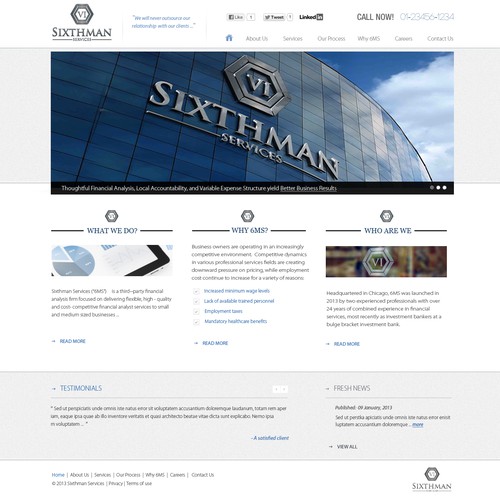 Sixthman Services LLC needs a new website design