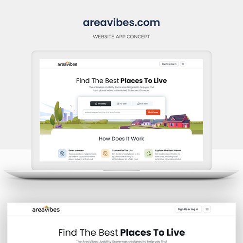 Web design concept for AreaVibes