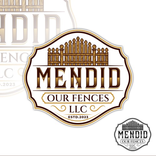 Vintage Emblem Logo Concept for Mendid Our Fences LLC