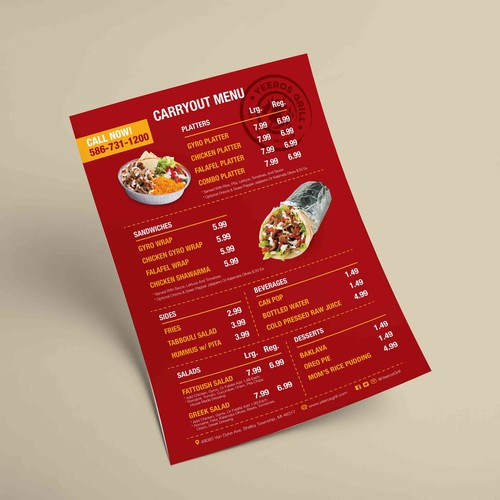 Flyer Menu design for Yeeros grill