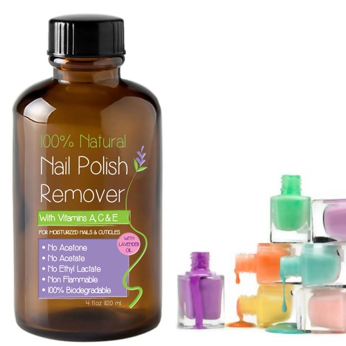 Label for 100% natural nail polish remover