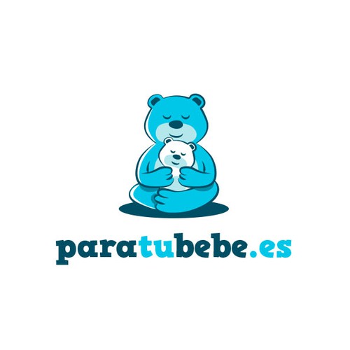 Mom and baby bear logo illustration