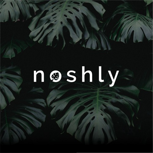 tropical leaf in neg negative space logo