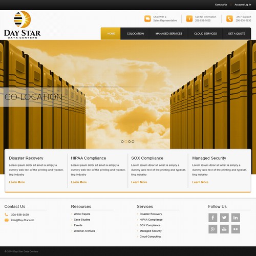 Create a Professional Webpage for a New Data Center!