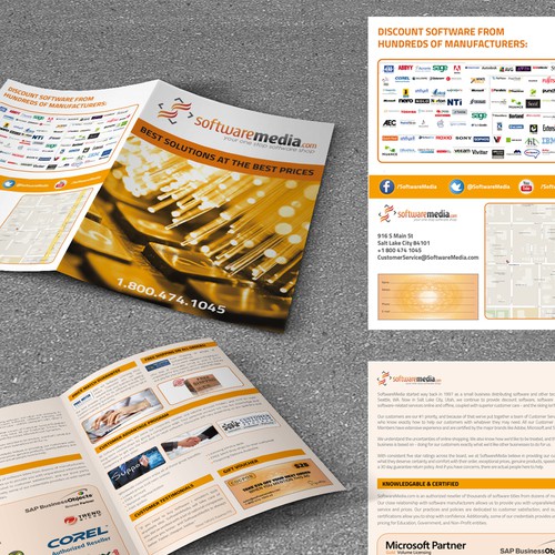 Create tri-fold brochure for software reseller