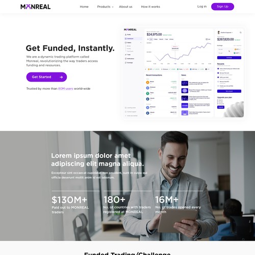 Modern SaaS Website Design – Monreal Trading Platform