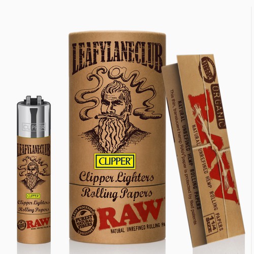 packaging design for Clipper lighters and Raw rolling papers