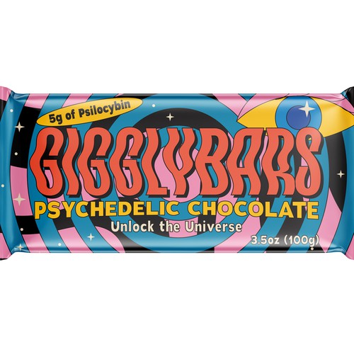 GigglyBars Psychedelic Chocolate Packaging Design