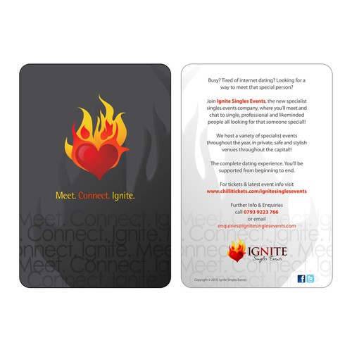 Ignite Singles Events postcard