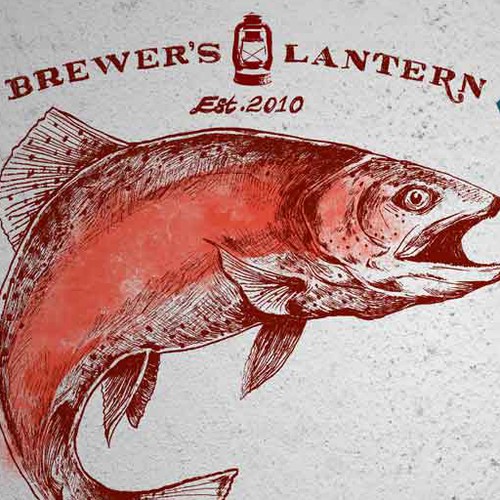 Sketched/Watercolor Fish Back of TShirt Design for Brewers Lantern