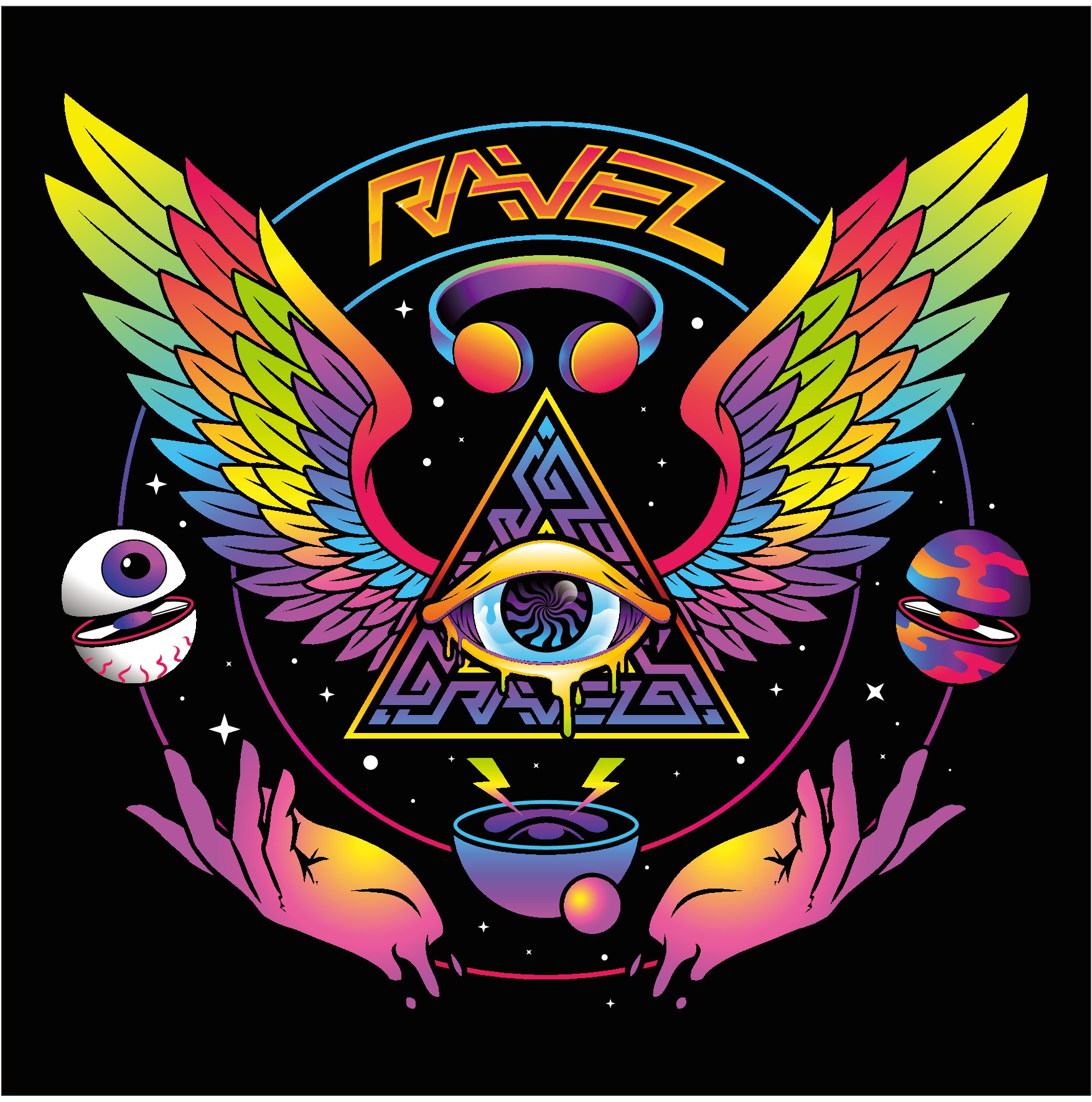 Abstract logo Illustration for a psytrance fashion brand from Germany