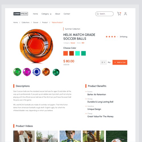 Sport Product Page - Web Design