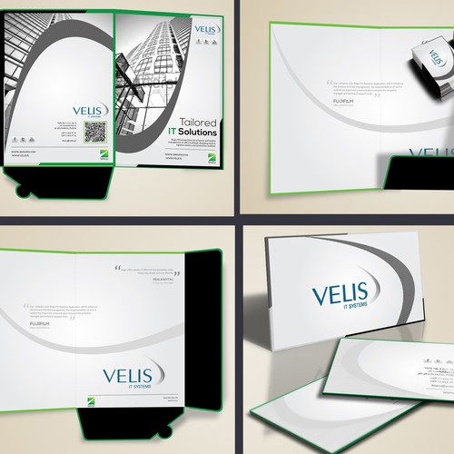 Create presentation folder & business card for Velis IT Systems!