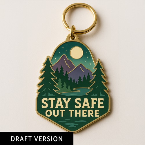 Adventure-Inspired Mountain and Forest Safety Reminder Keychain 