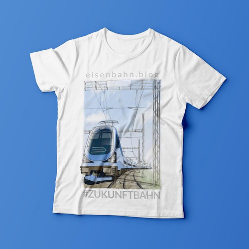 Railway poster-like illustration for t-shirt