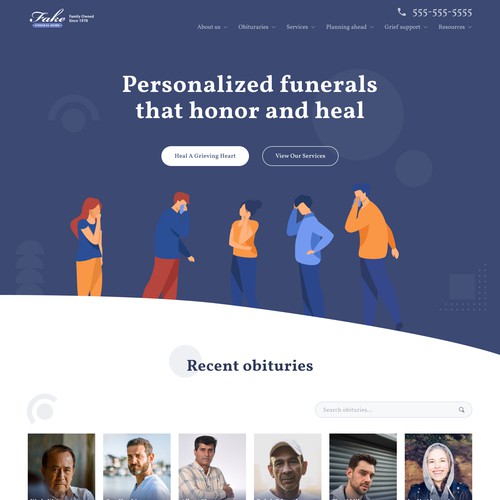 Funeral website homepage