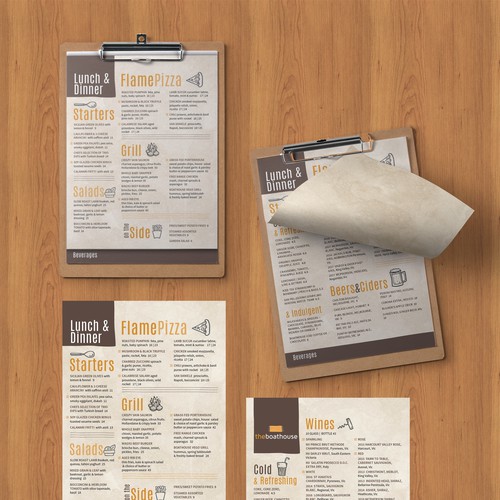 Contemporary, upscale yet fun clipboard menu