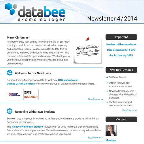 Create a Newsletter Design for Databee Exams Manager