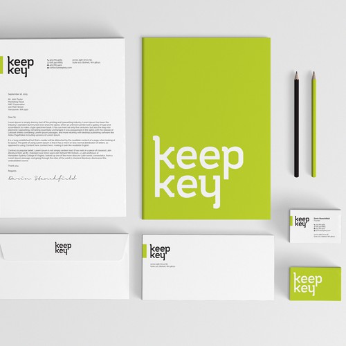 Clean stationery design for keep key